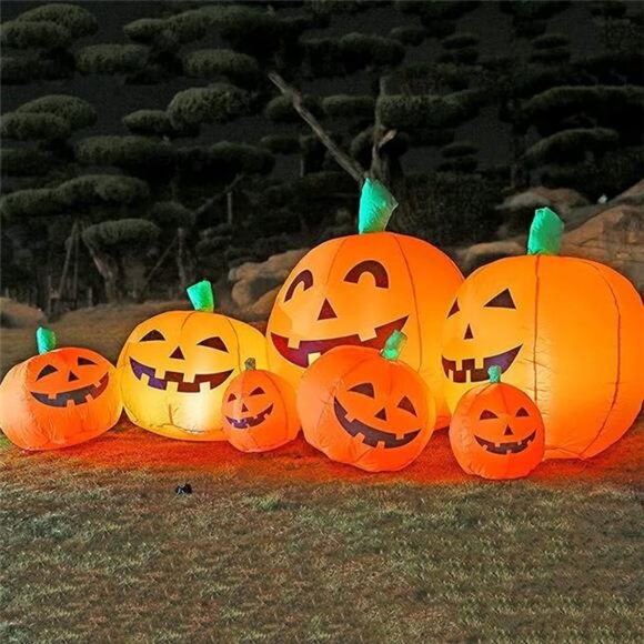 7.5FT Long Halloween Inflatable Pumpkin Patch Fall Inflatable Thanksgiving